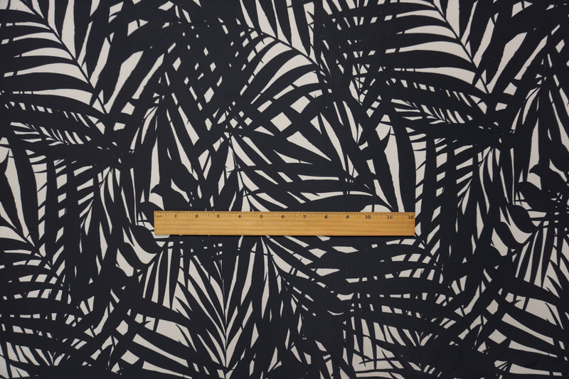 Black Palm Leaves Printed Micro Poly Boardshort Woven Fabric