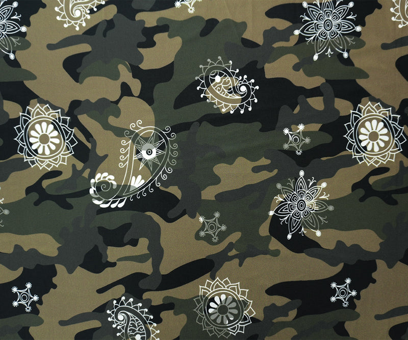 Brown Famous Maker Nylon Camo Paisley Double Knit Yoga Fabric