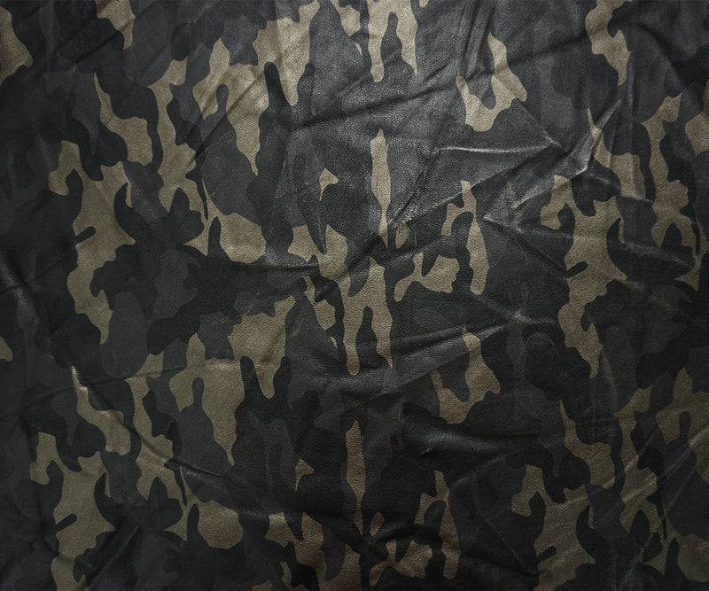 1 YD PC-Black Famous Maker PU Blend Camo Printed Soft Shell Fabric