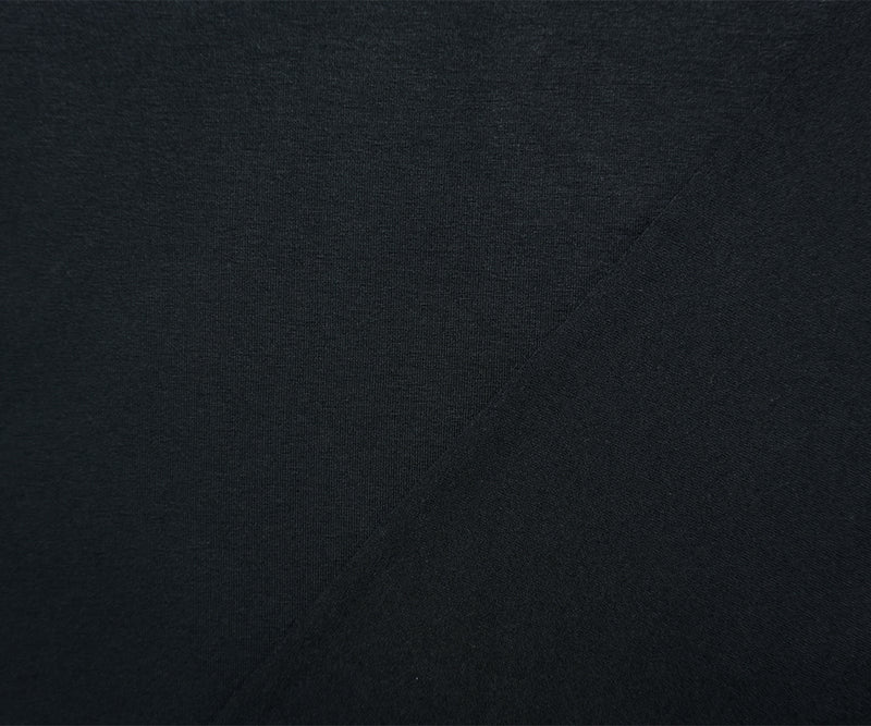 1 YD PC-Black Famous Maker Rayon Spandex Solid Jersey Knit Fabric