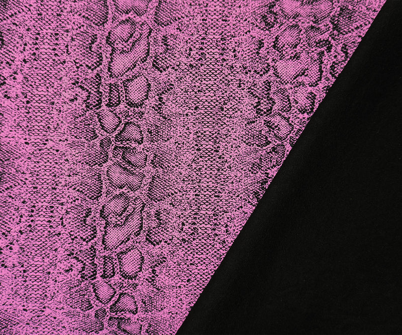 Pink-Black Famous Maker Nylon Reptile Jacquard Double Knit Fabric