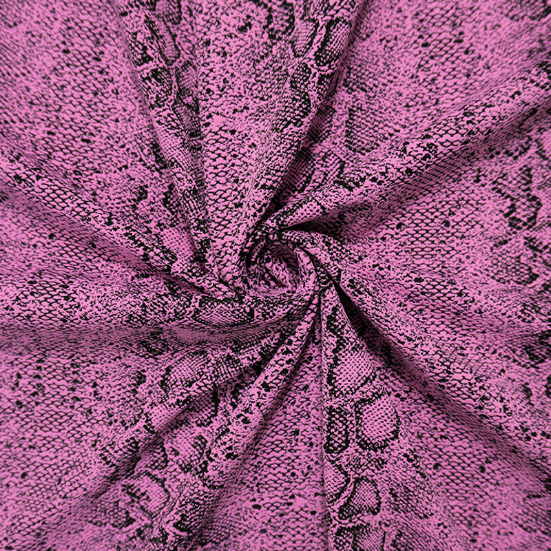 Pink-Black Famous Maker Nylon Reptile Jacquard Double Knit Fabric