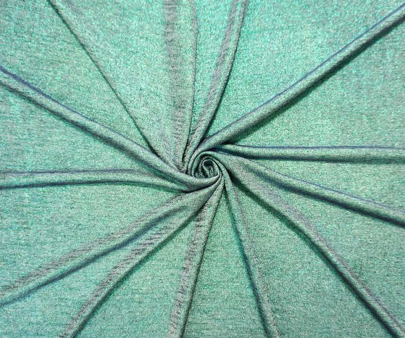 Iridescent Teal Famous Maker Poly Foil Print Jersey Knit Fabric