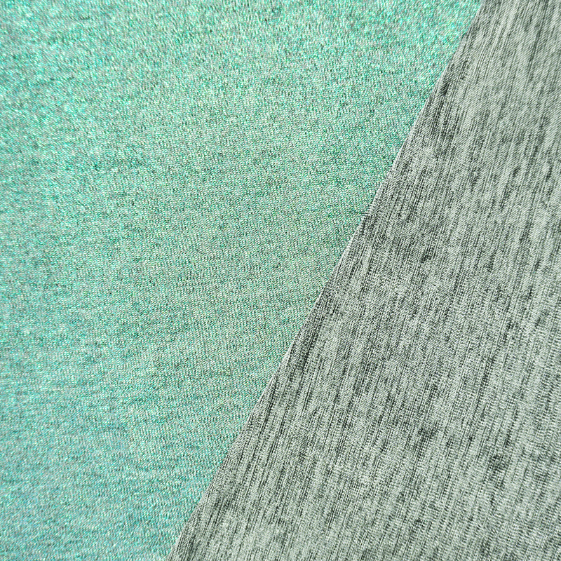 Iridescent Teal Famous Maker Poly Foil Print Jersey Knit Fabric