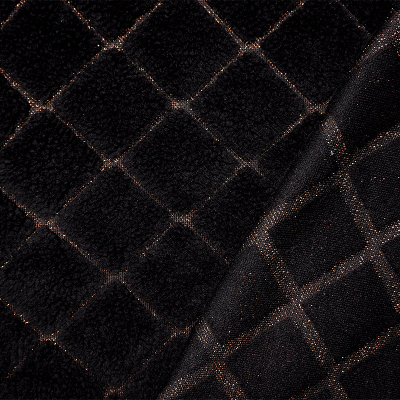 1 3/8 YD PC-Black Famous Maker Poly Acrylic Diamond Sherpa Fleece Knit Fabric