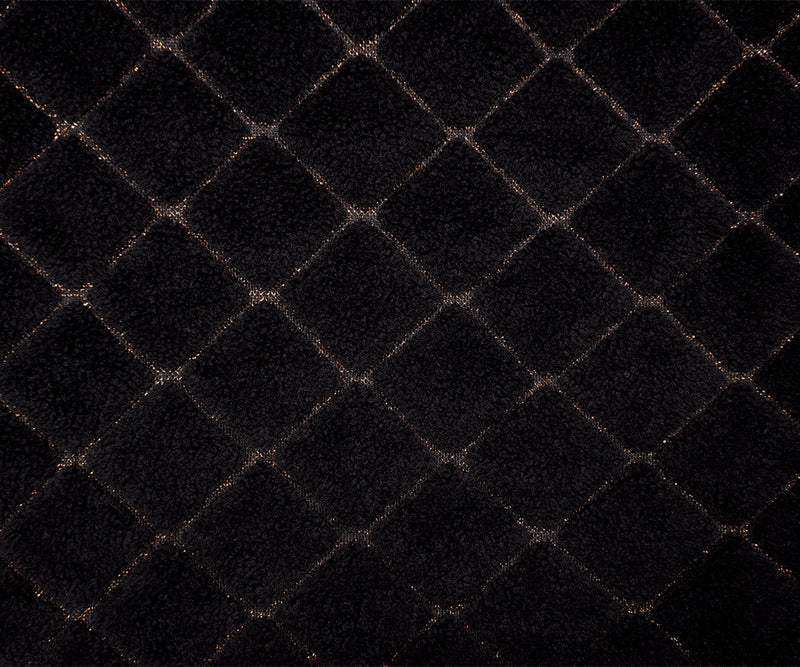 1 3/8 YD PC-Black Famous Maker Poly Acrylic Diamond Sherpa Fleece Knit Fabric