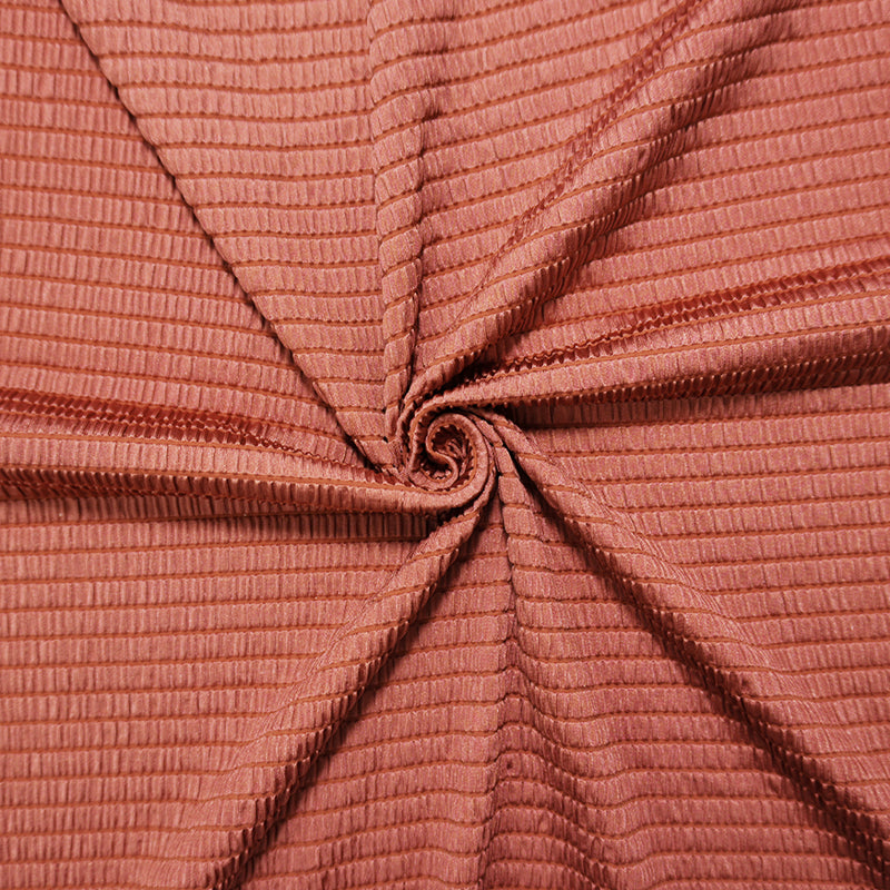 Deep Coral Famous Maker Nylon Spandex Crinkle Stripe Knit Fabric