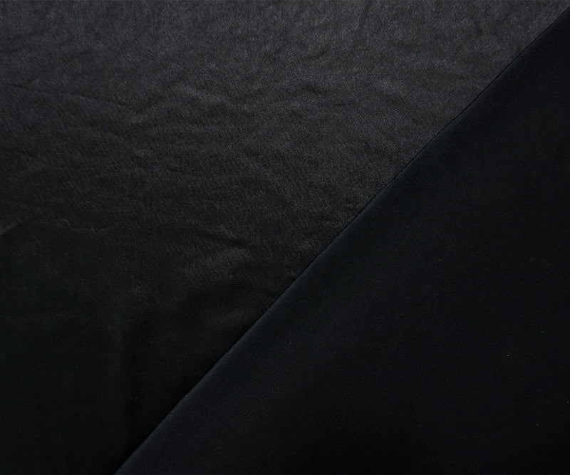 Black Poly-Rayon Stretch Solid Satin Woven Fabric