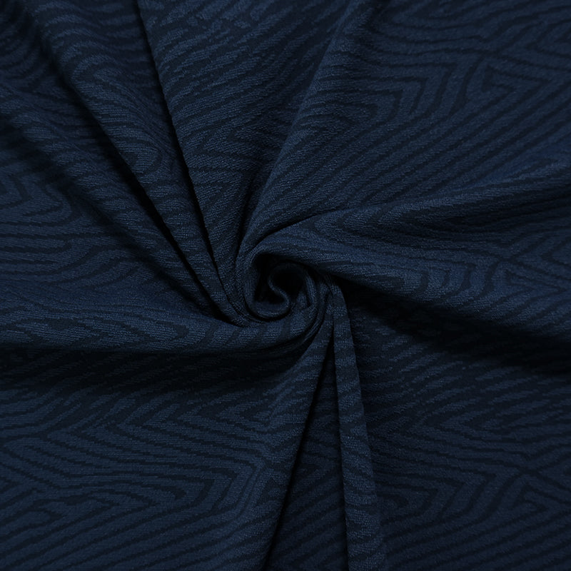 Deep Navy Famous Maker Nylon Abstract Jacquard Double Knit Fabric