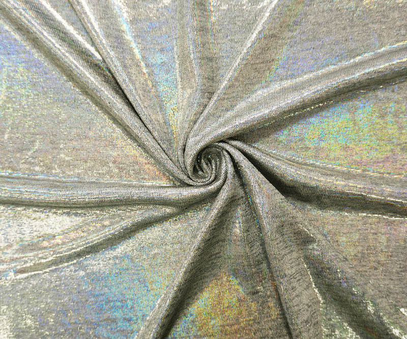 Holographic Silver Famous Maker Poly Spandex Jersey Knit Fabric