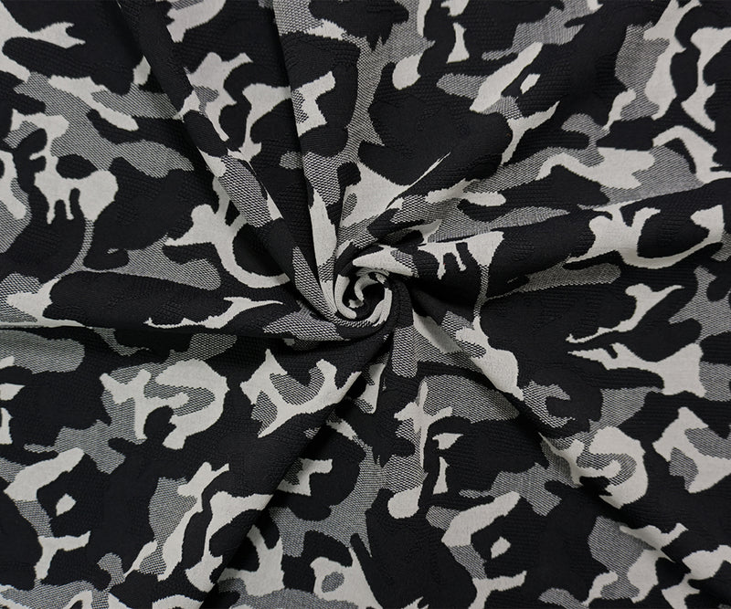 Black-Gray Famous Maker Nylon Camo Jacquard Double Knit Fabric
