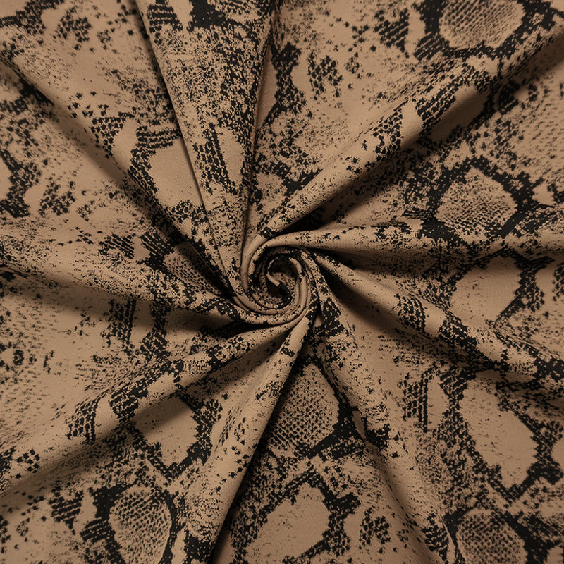 Brown Famous Maker Nylon Reptile Jacquard Double Knit Fabric