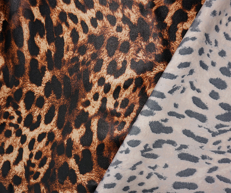 1 5/8 YD PC-Brown Famous Maker Nylon Spandex Cheetah Satin Tricot Knit Fabric