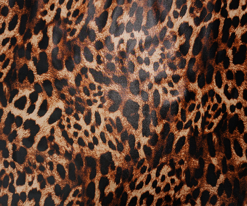 1 5/8 YD PC-Brown Famous Maker Nylon Spandex Cheetah Satin Tricot Knit Fabric