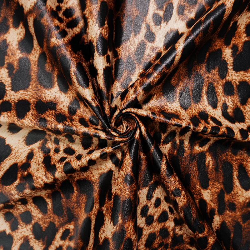 Brown Famous Maker Nylon Spandex Cheetah Satin Tricot Knit Fabric