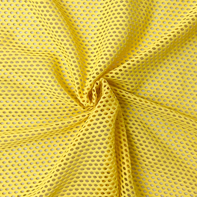 Yellow Nylon Spandex Mesh Net Knit Famous Maker Yoga Fabric