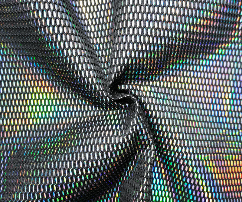 Black-Iridescent Famous Maker Bonded Stiff 3D Mesh Fabric