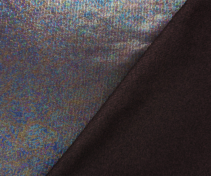 1 1/8 YD PC-Iridescent-Multi Famous Maker Poly Foil Print Rib Knit Fabric