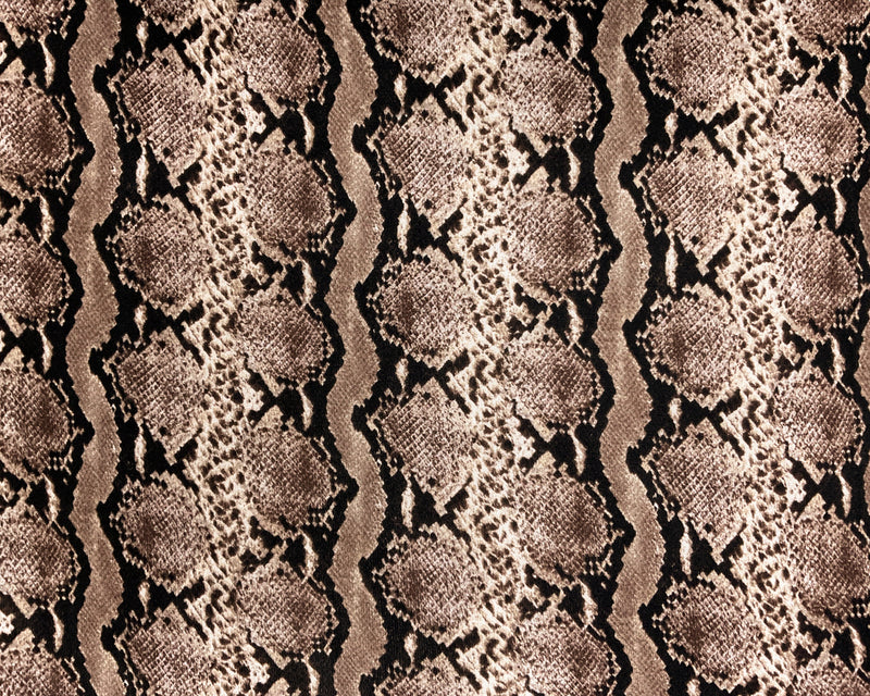 Brown-Black Poly Snake Print Brushed Face Jersey Knit Fabric