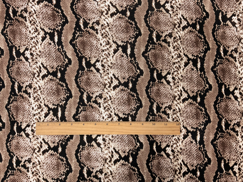 Brown-Black Poly Snake Print Brushed Face Jersey Knit Fabric