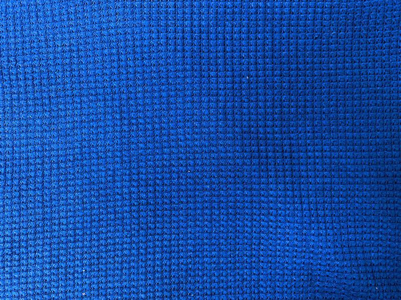 2 7/8 YD PC-Blue Rayon Spandex Stretch Patterned Waffle Knit Fabric
