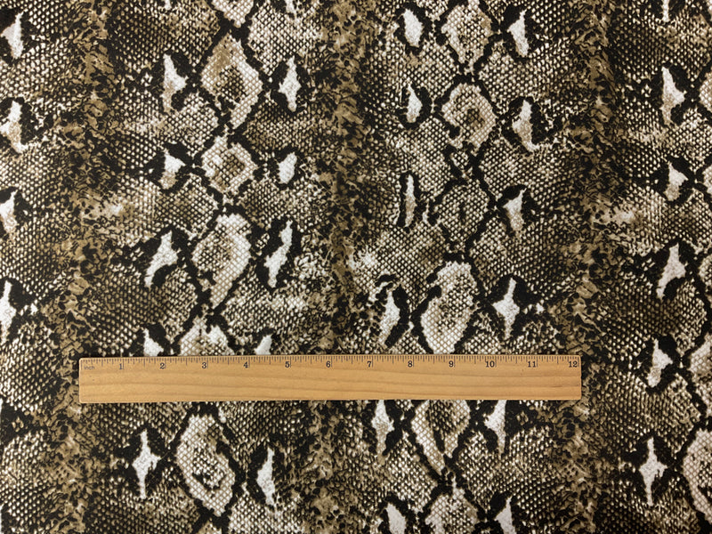 Brown Poly Spandex Reptile Printed Double Brushed Jersey Knit Fabric