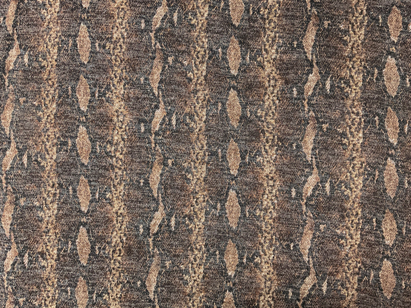 Brown-Black Poly Stretch Reptile Brush Face Jersey Knit Fabric