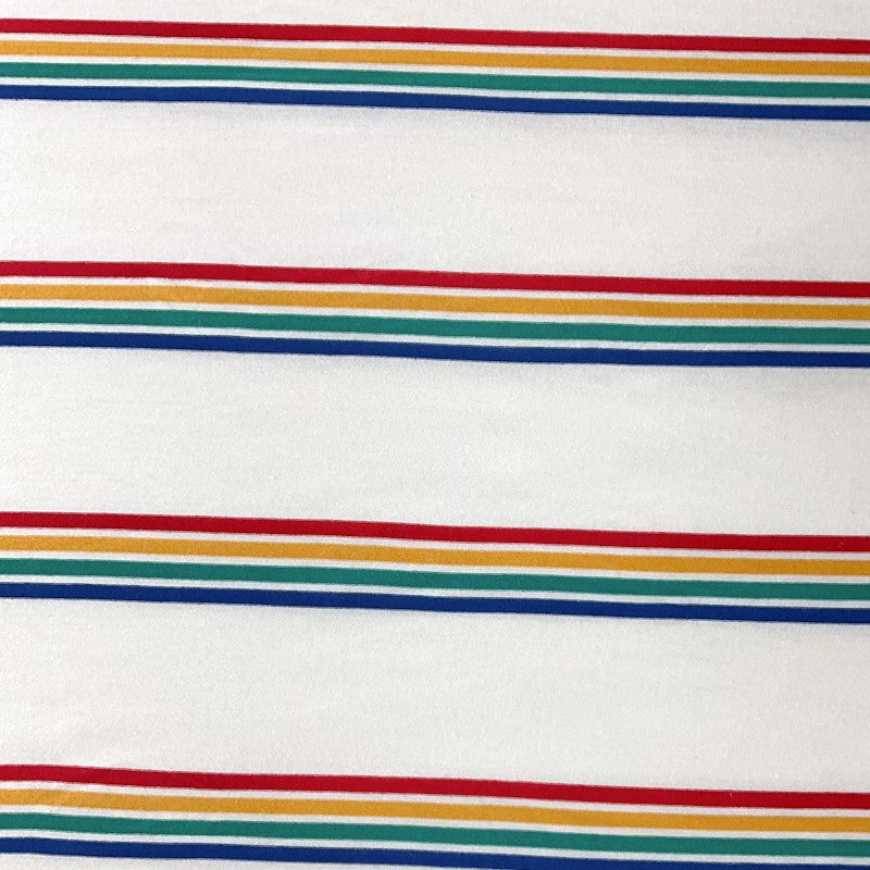 3 YD PC-Ivory-Multi Rayon Stretch Stripe Jersey Knit Fabric