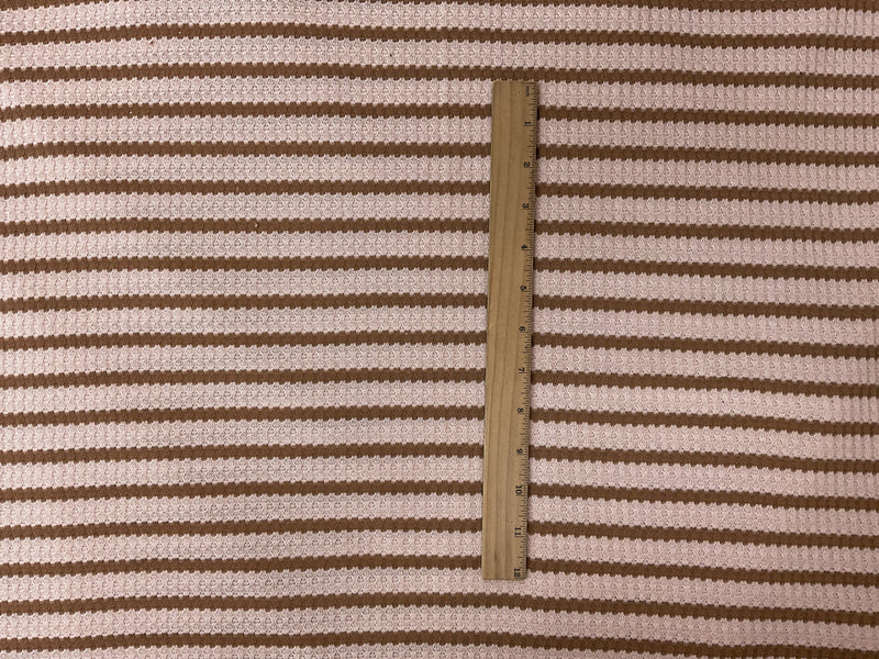 Peach-Brown Poly Rayon Spandex Stretch Fancy Rib Knit Fabric