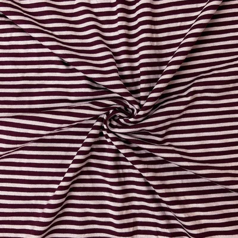 3 YD PC-Brown-White Rayon Spandex Stripe Jersey Knit Fabric