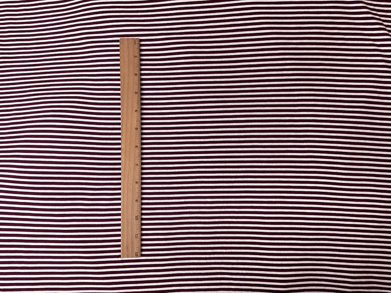 1 YD PC-Brown-White Rayon Spandex Stripe Jersey Knit Fabric