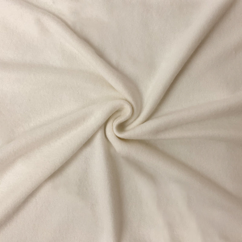 Off-White Rayon Poly Spandex Solid Brushed Face Jersey Knit Fabric