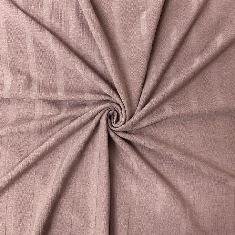 Mauve Purple Poly Rayon Stretch Solid Wide Rib Knit Fabric