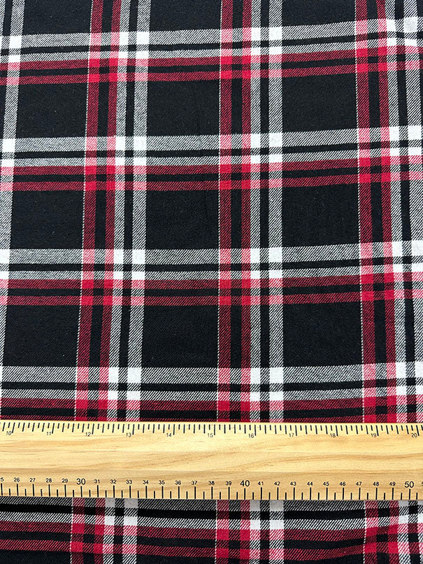 2 YD PC-Black Multi Yarn Dyed Plaid Flannel Fabric