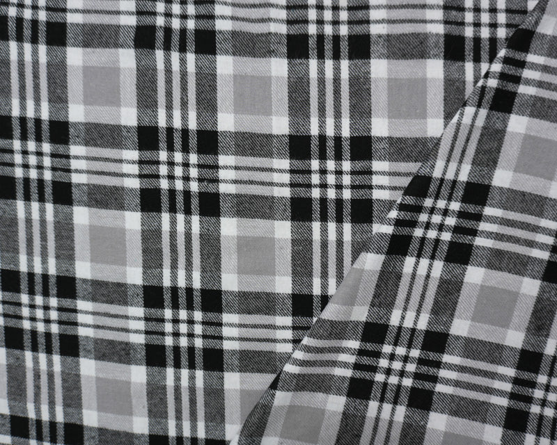 2 YD PC-Gray Multi Yarn Dyed Plaid Flannel Fabric