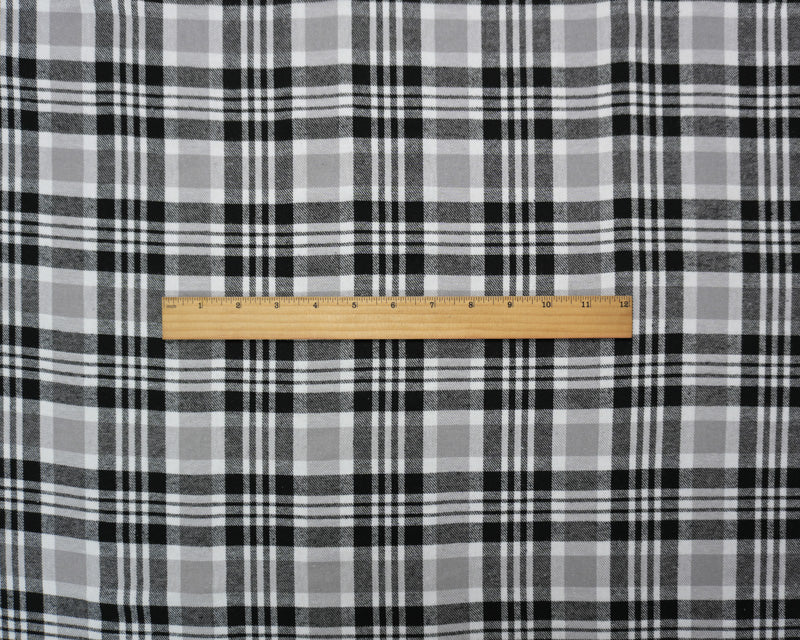 1 YD PC-Gray Multi Yarn Dyed Plaid Flannel Fabric