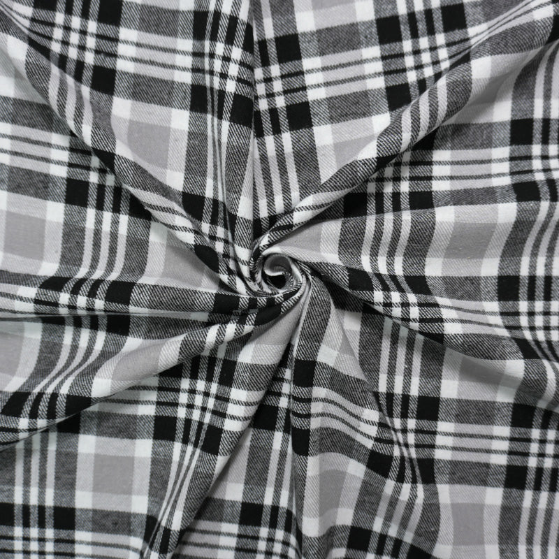Gray Multi Yarn Dyed Plaid Flannel Fabric