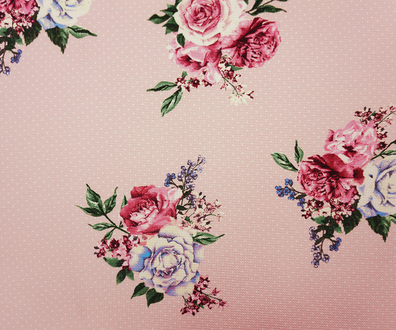Pink-Red-Multi Poly Stretch Floral Bullet Double Knit Fabric