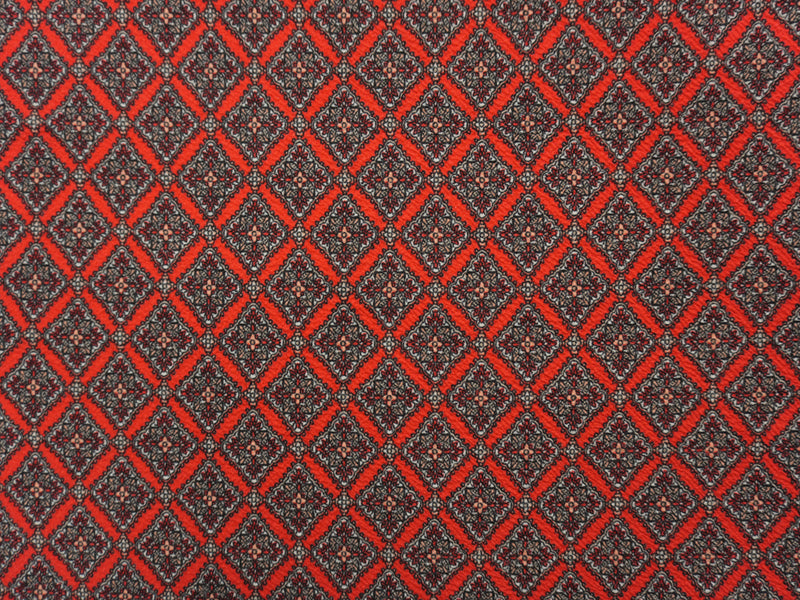 Red-Multi Poly Diamond Floral Liverpool Double Knit Fabric