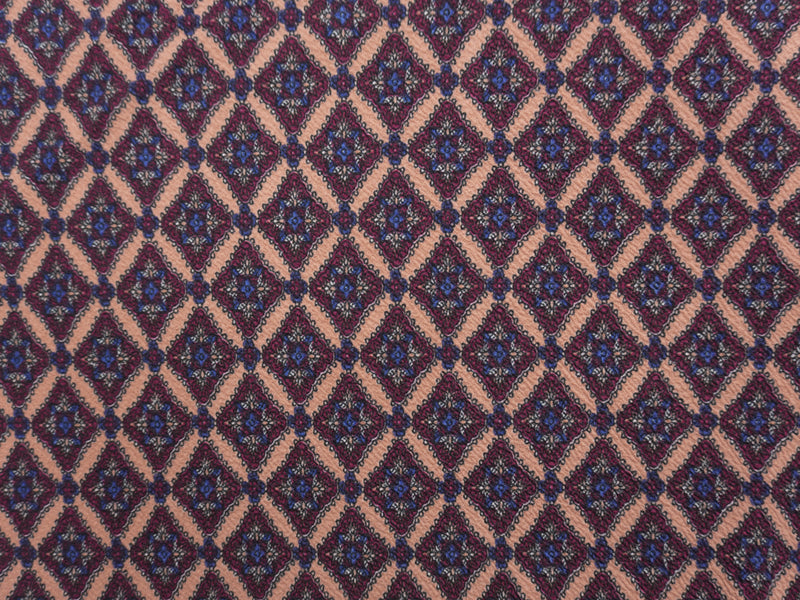 Red-Multi Poly Diamond Floral Liverpool Double Knit Fabric