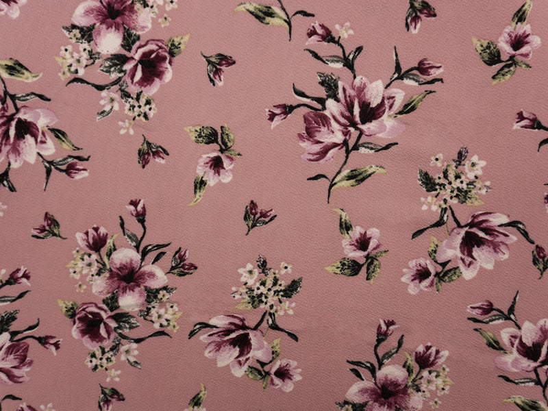 Pink-Multi Poly Stretch Floral Print Liverpool Double Knit Fabric