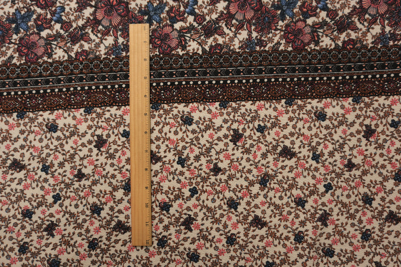 Beige-Multi Poly Stretch Floral Liverpool Double Knit Fabric