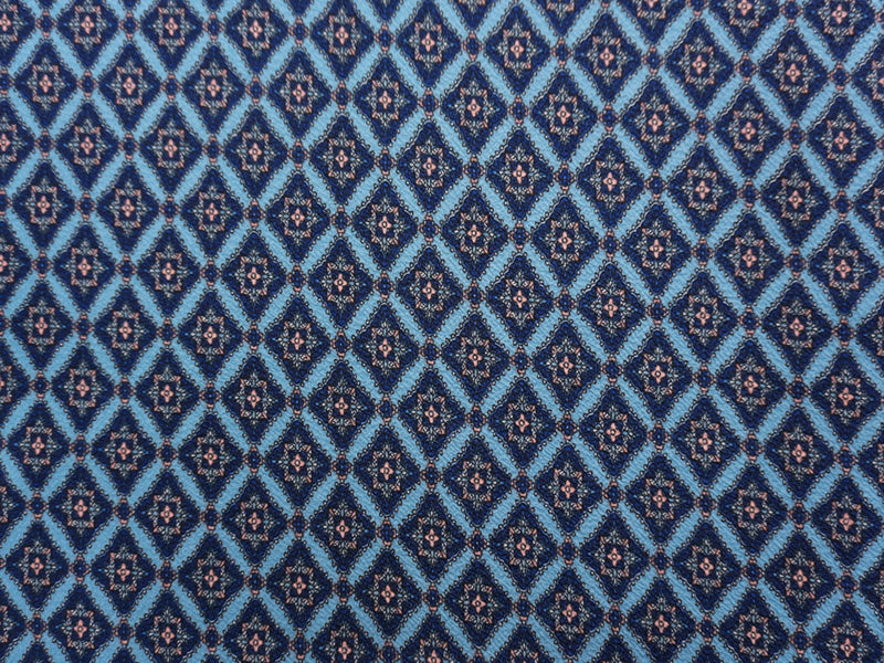 Blue-Multi Poly Diamond Floral Liverpool Double Knit Fabric
