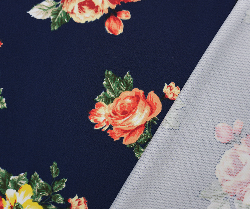 Night Navu-Multi Poly Spandex Stretch Floral Printed Bullet Double Knit Fabric
