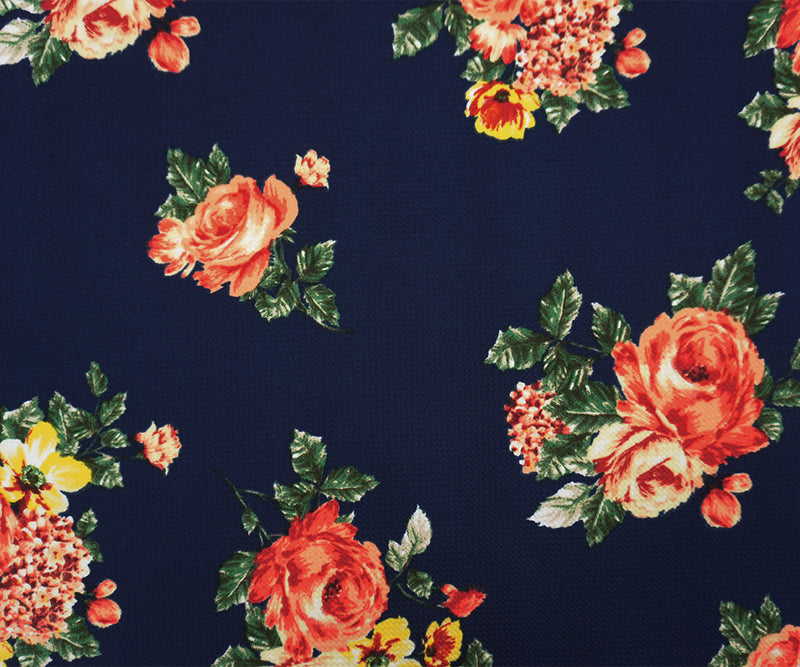 Night Navu-Multi Poly Spandex Stretch Floral Printed Bullet Double Knit Fabric