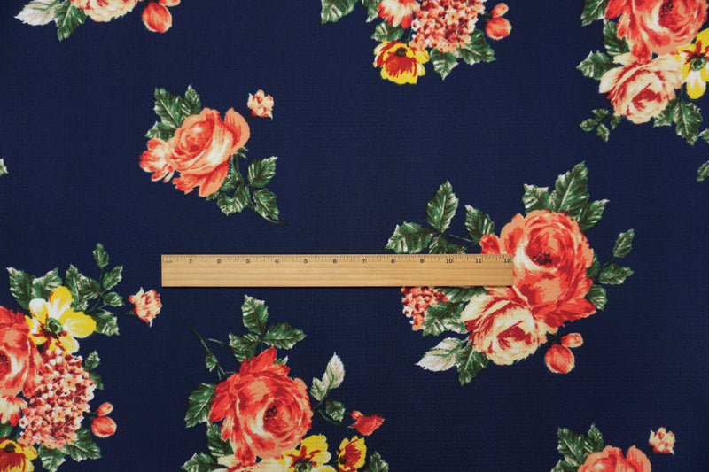 Night Navu-Multi Poly Spandex Stretch Floral Printed Bullet Double Knit Fabric