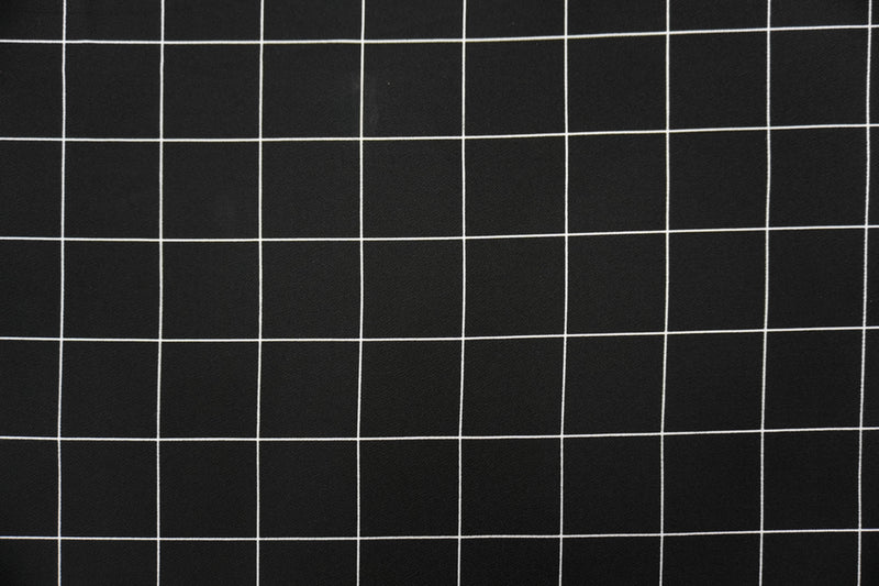 Black-White Poly Check Printed Liverpool Double Knit Fabric