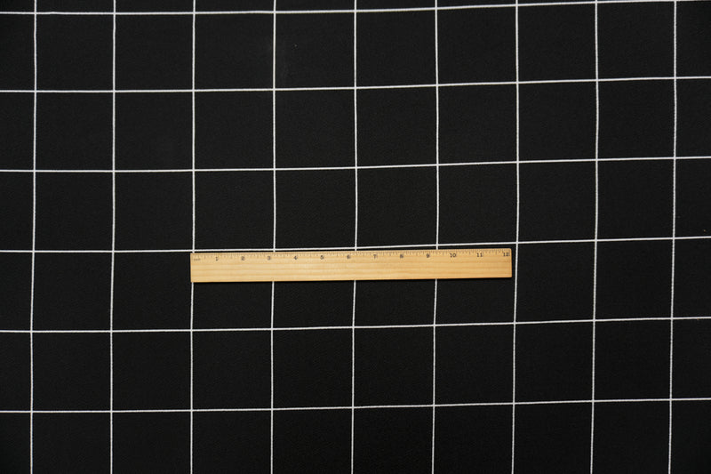 Black-White Poly Check Printed Liverpool Double Knit Fabric