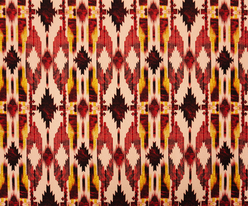 Red-Beige-Multi Poly Aztec Printed Liverpool Double Knit Fabric