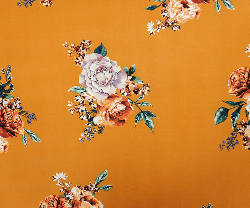 Dijon-Red-Multi Poly Floral Double Brush Jersey Knit Fabric